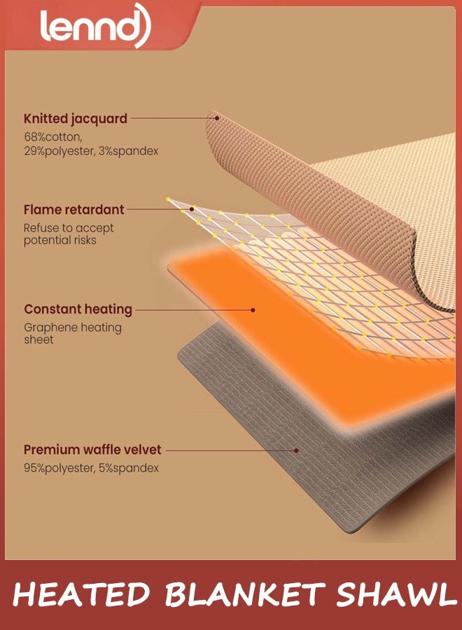 لينند البطانية المحمولة الساخنة شال لف للنساء ، بطانية التدفئة الكهربائية USB 150 سم * 80 سم ، شال كهربائي سريع دافئ قابل للارتداء ، غسالة آلة الساخنة لف الرقبة والكتف (البريكوس) - Image 5
