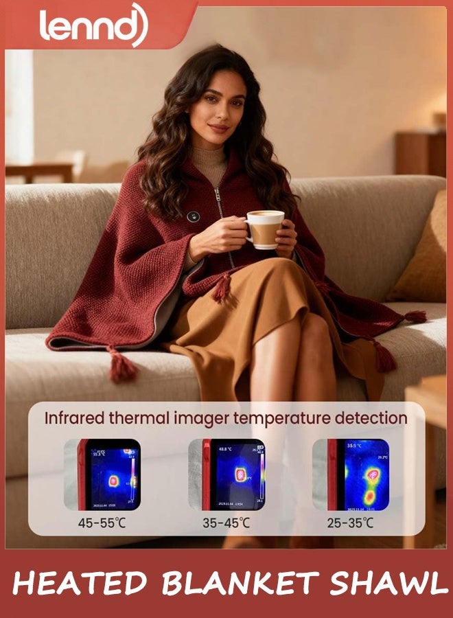 لينند البطانية المحمولة الساخنة شال لف للنساء ، بطانية التدفئة الكهربائية USB 150 سم * 80 سم ، شال كهربائي سريع دافئ قابل للارتداء ، غسالة آلة الساخنة لف الرقبة والكتف (البريكوس) - Image 4