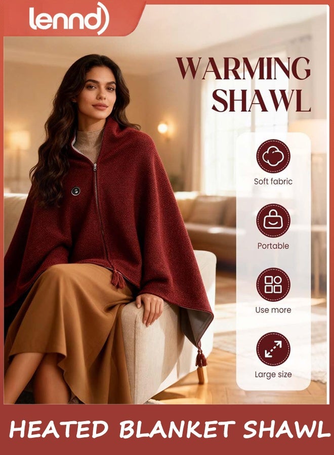 لينند البطانية المحمولة الساخنة شال لف للنساء ، بطانية التدفئة الكهربائية USB 150 سم * 80 سم ، شال كهربائي سريع دافئ قابل للارتداء ، غسالة آلة الساخنة لف الرقبة والكتف (البريكوس) - Image 2
