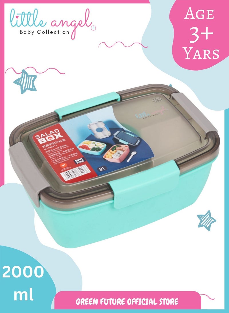 Little Angel Kids Bento Lunch Box 2000ml – Leak-Proof, Insulated, Eco-Friendly, with Compartments – Ideal for School & Travel - Image 1