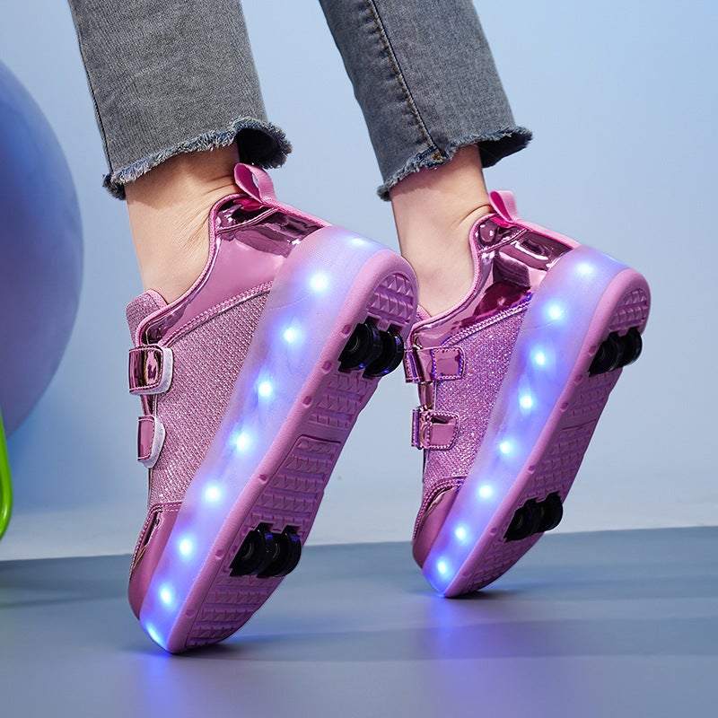 Maxidahu Pulley Heelys Shoes Skates Double Row Wheel Deformation Shoes Roller Skates Wheel Shoes - Image 2