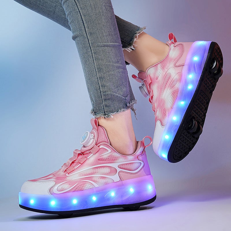 Maxidahu Pulley Heelys Shoes Skates Double Row Wheel Deformation Shoes Roller Skates Wheel Shoes - Image 1
