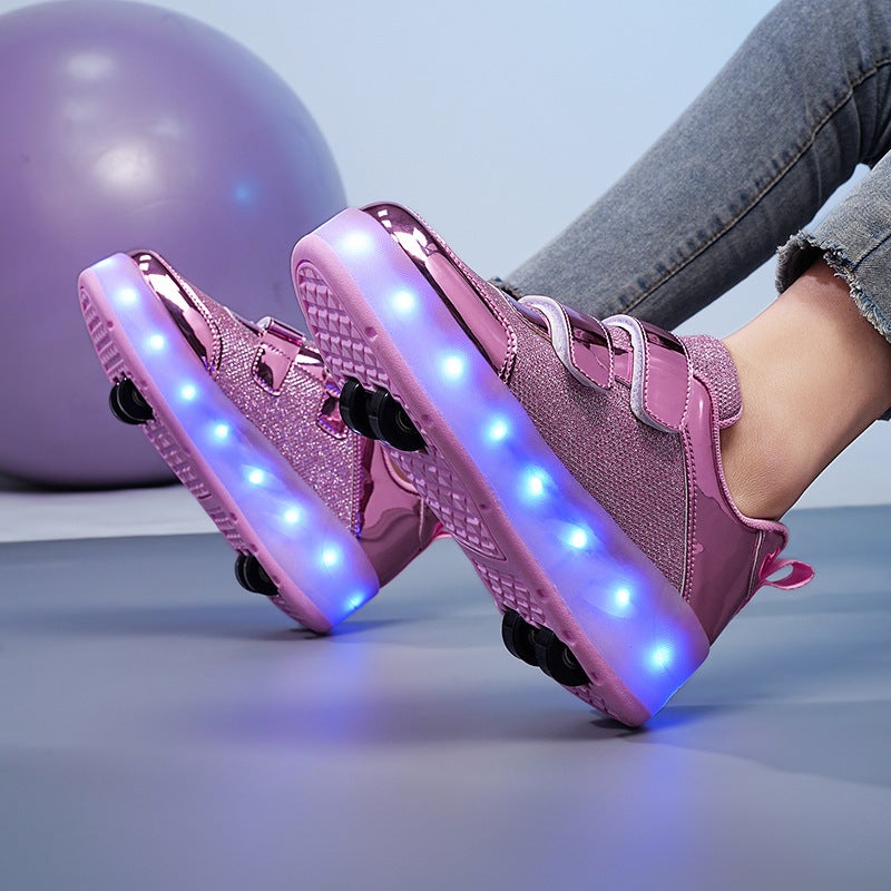Maxidahu Pulley Heelys Shoes Skates Double Row Wheel Deformation Shoes Roller Skates Wheel Shoes - Image 3