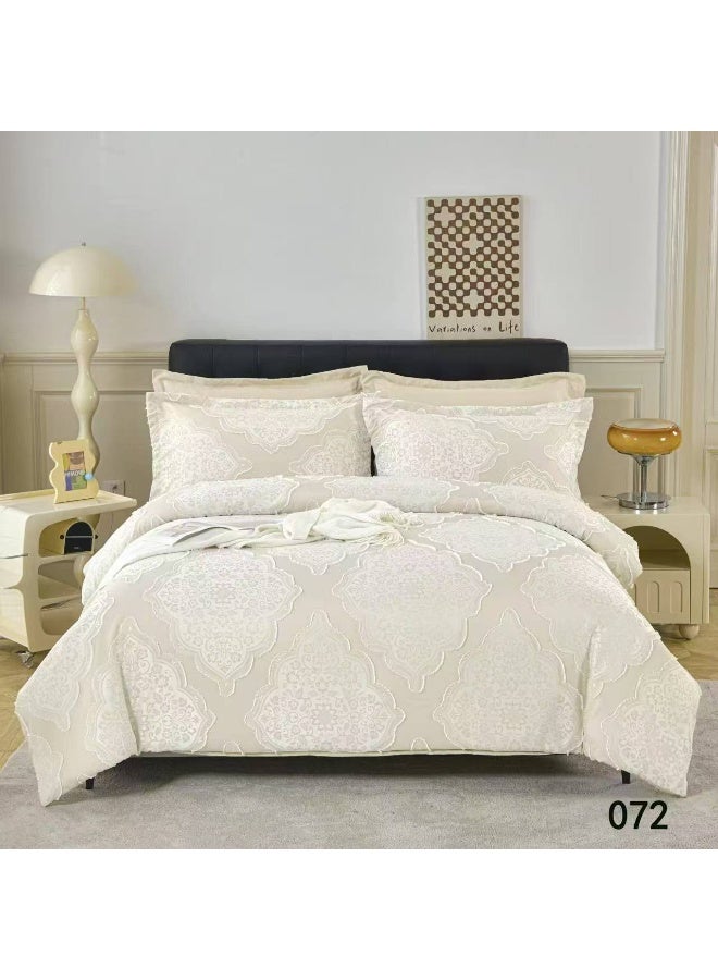 طقم لحاف مقاس كينج، 6 قطع، تصميم مطرز، لحاف مقاس 220x240 سم، شرشف مطاطي مقاس 200x200 سم، غطاء وسادة مقاس 50x75 سم