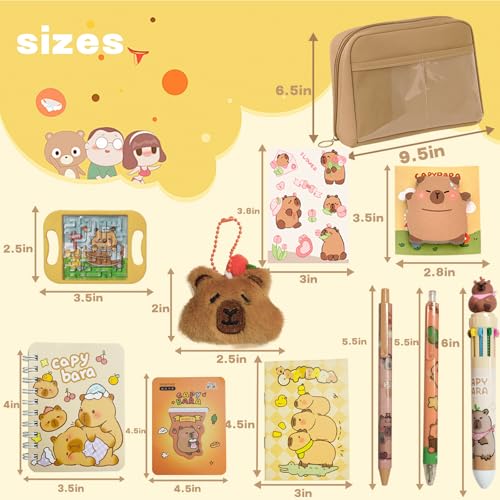 Rexinc Capybara Pencil Case with 12 Compartments Cute Capybara School Supplies 12 Kinds Kawaii Capybara Stationery Set Cartoon Pencil Pouch BacktoSchool Gifts for Students GirlsBoys - Image 3