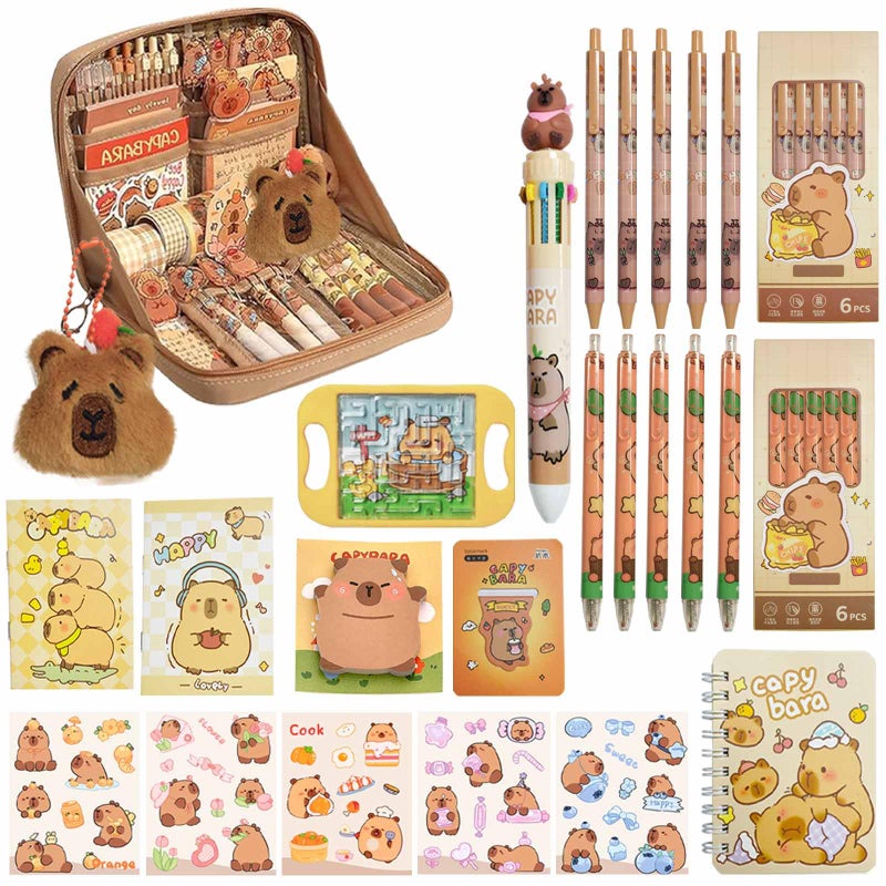 Rexinc Capybara Pencil Case with 12 Compartments Cute Capybara School Supplies 12 Kinds Kawaii Capybara Stationery Set Cartoon Pencil Pouch BacktoSchool Gifts for Students GirlsBoys - Image 2
