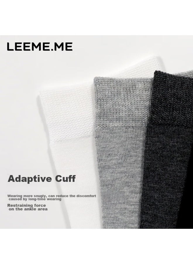 Leeme.me Li Mi Men's Socks [7a Antibacterial Spring New Arrival, Plain Knit Mid-calf Socks, Casual Socks, 5 White - Image 5