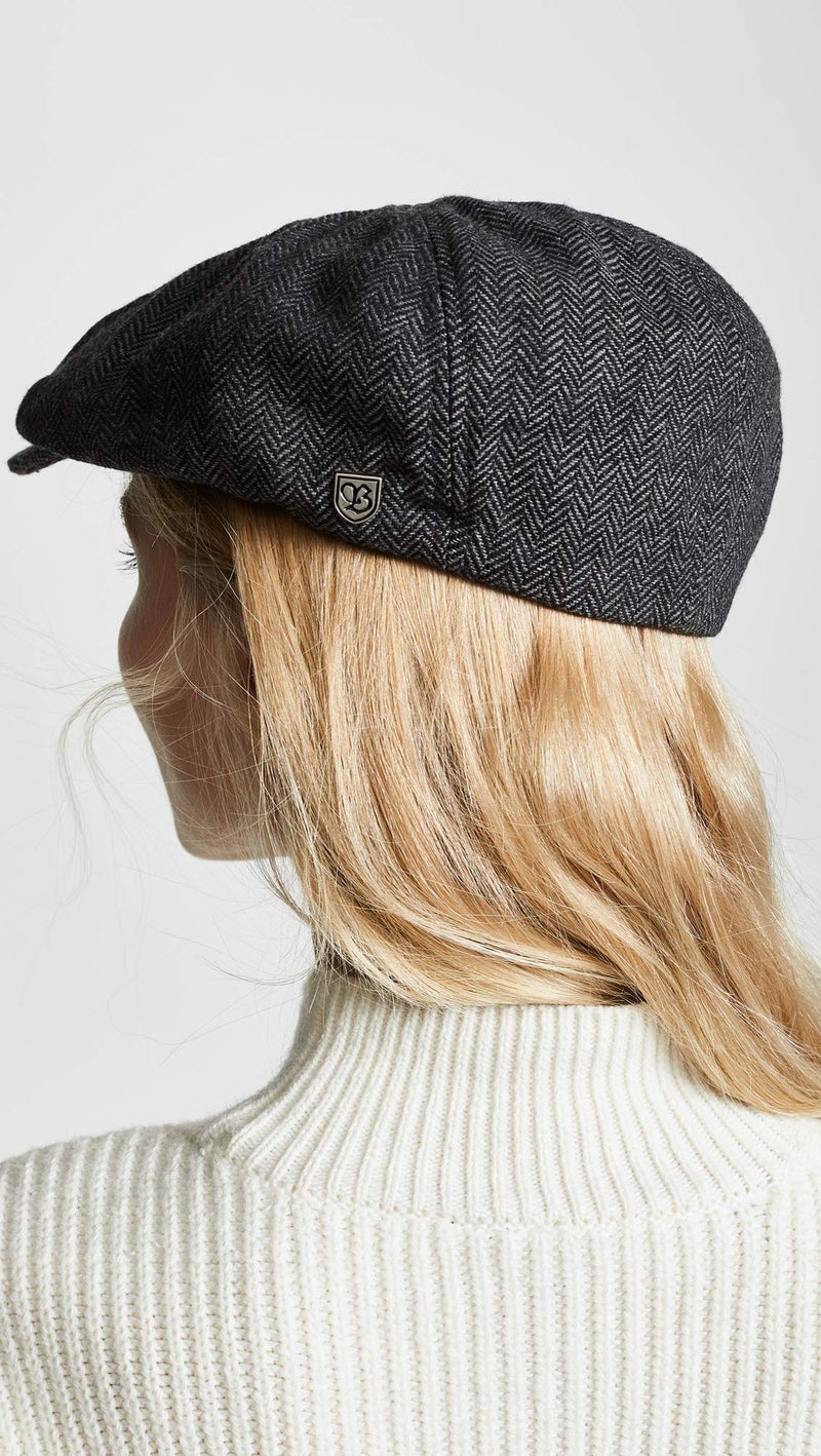 Brixton Men's Brood Newsboy Snap Hat, Grey/black herringbone, X-Large - Image 3