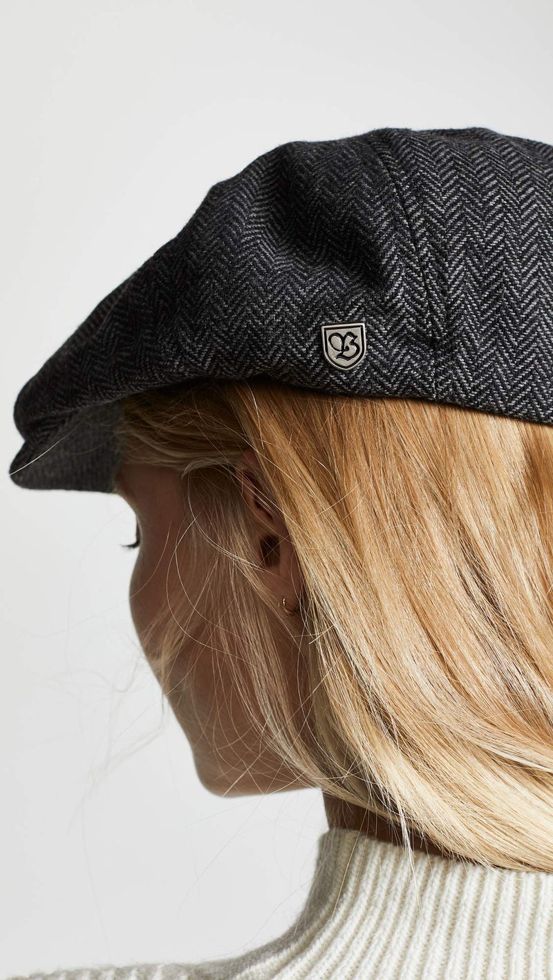 Brixton Men's Brood Newsboy Snap Hat, Grey/black herringbone, X-Large - Image 4