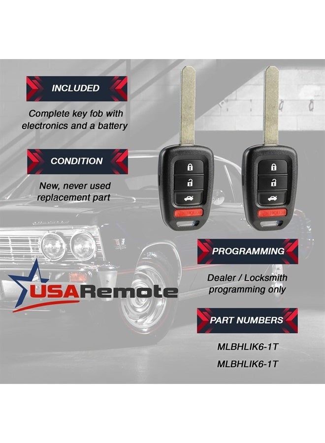 USARemote Car Key Fob Keyless Entry Remote fits 2013-2016 Honda Accord / 2014-2015 CR-V / 2014-2015 Civic, Set of 2 - Image 2