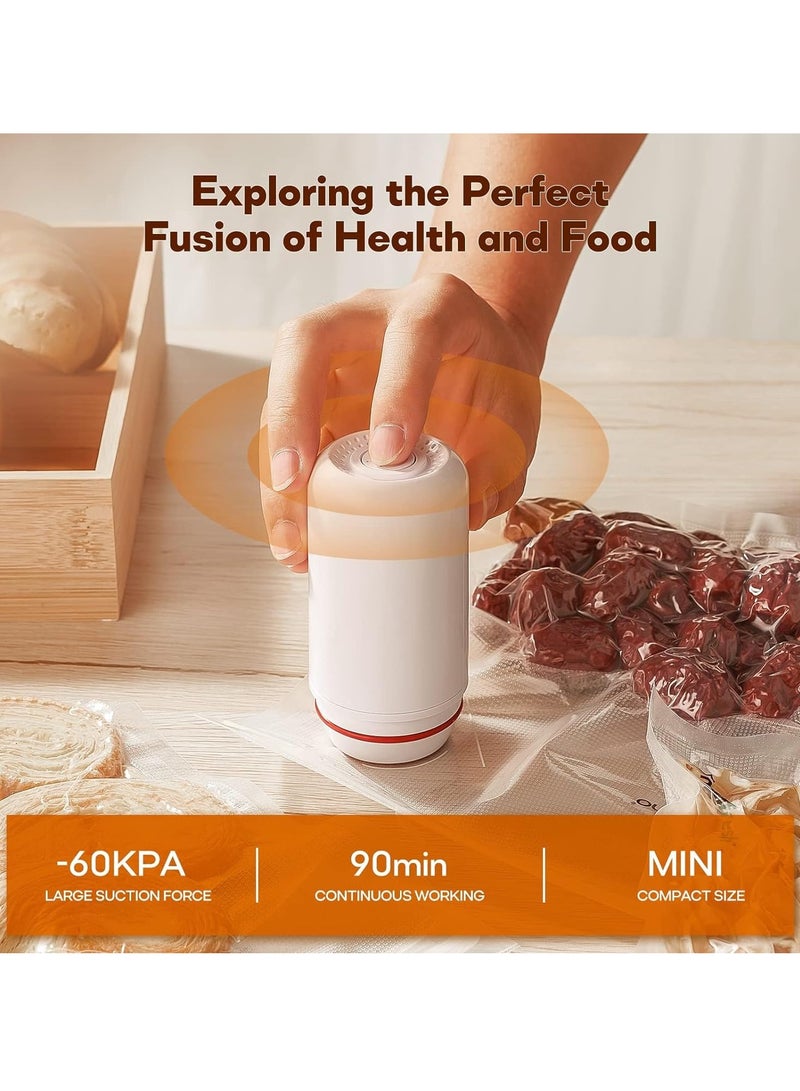 SYOSI Portable Handheld Vacuum Sealer Machine - Battery-Powered Cordless Food Saver, Includes 10 PCS Reusable Sous Vide Bags for Food Storage  - Image 3