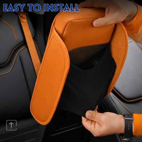 Eliane RT6 Universal Car Center Console Cover Armrest Cushion Pad Pillow with 2 Storage Side Pockets, Memory Foam, Leatherite, Interior Accessories Fit for All SUV's (1 Pcs - Cayenne Yellow) - Image 5