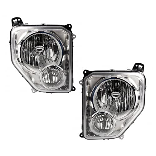 TRQ 2 Piece Headlight Assembly Set Driver & Passenger Side Compatible with Jeep Liberty 2008-2012 CH2502196 CH2502199 CH2503196 CH2503199 55157338AE 55157339AE - Image 1