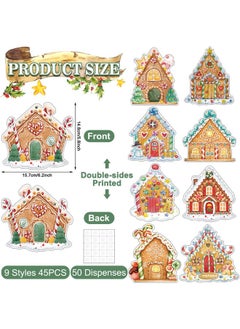 Spiareal Spiareal 45 Pcs Christmas Gingerbread House Cutouts Classroom Xmas Decorations Party Supplies Decor for Candy Theme School Bulletin Board Winter Holiday Decoration  - Image 2