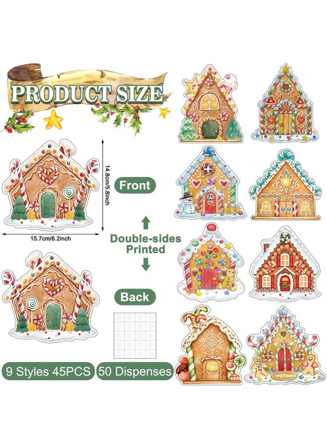 Spiareal Spiareal 45 Pcs Christmas Gingerbread House Cutouts Classroom Xmas Decorations Party Supplies Decor for Candy Theme School Bulletin Board Winter Holiday Decoration  - Image 2