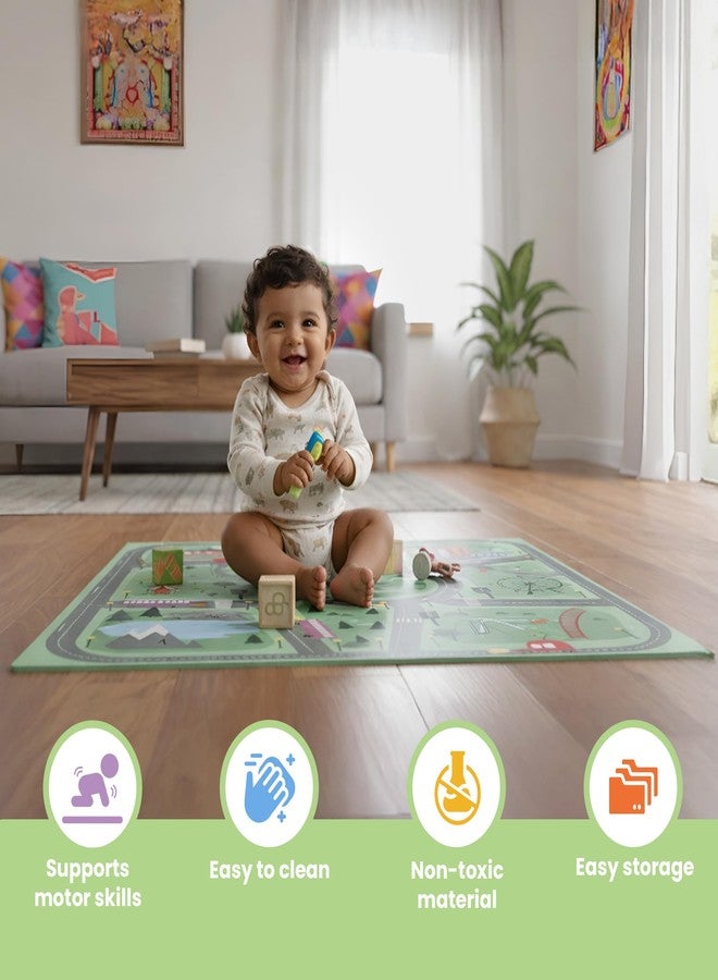 Nuluv Mini Drive Soft Foam Floor Mat for Babies & Kids, 9 Interlocking Puzzle Mat EVA Foam Tiles, Floor Mat for Crawling, Play & Learning, for Kids 6+ Months - Image 3