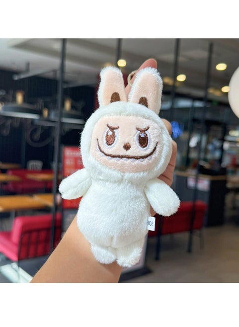THE-MONSTERS Exciting Labubu Doll Vinyl Face Series Figures Toy Labubu Plush Toy Keychain Charm Gift Frown Rag White, 15cm