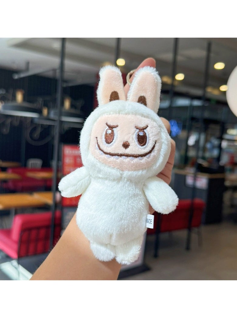 xppier THE-MONSTERS Exciting Labubu Doll Vinyl Face Series Figures Toy Labubu Plush Toy Keychain Charm Gift Frown Rag White, 15cm 
