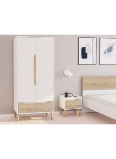 Aurora 2 Door Wardrobe With Drawer Extra Sturdy Closet Clothes Storage Cupboard Modern Design Space Saving Cabinet For Bedroom 80x53x181.7 Cm White / Natural - pzsku/Z13D17E8495CBAF06733AZ/45/_/1702045674/519fdc76-1b3c-4105-8c94-1f73dac93868