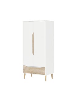 Aurora 2 Door Wardrobe With Drawer Extra Sturdy Closet Clothes Storage Cupboard Modern Design Space Saving Cabinet For Bedroom 80x53x181.7 Cm White / Natural - pzsku/Z13D17E8495CBAF06733AZ/45/_/1702045675/a7ac649a-b032-407f-9e7c-76bb6a02e54e