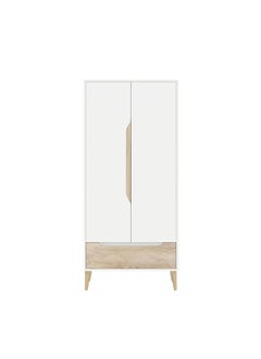 Aurora 2 Door Wardrobe With Drawer Extra Sturdy Closet Clothes Storage Cupboard Modern Design Space Saving Cabinet For Bedroom 80x53x181.7 Cm White / Natural - pzsku/Z13D17E8495CBAF06733AZ/45/_/1702045677/f0ef4a82-2937-40b5-a1f2-a286c010ec3a