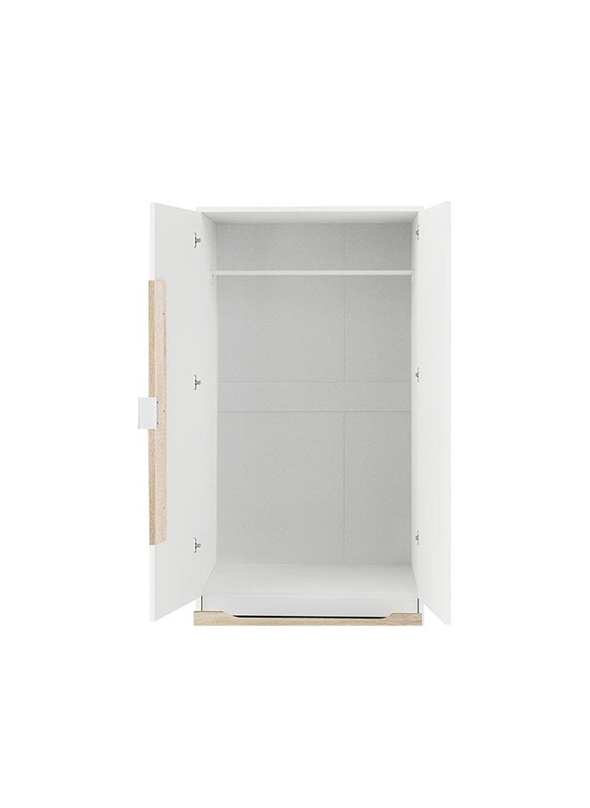 DANUBE HOME Aurora 2 Door Wardrobe With Drawer Extra Sturdy Closet Clothes Storage Cupboard Modern Design Space Saving Cabinet For Bedroom 80x53x181.7 Cm White / Natural  - Image 2