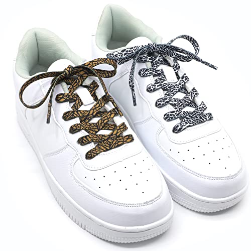 DELELE Snake Print Flat Shoelaces: Dark Sneakers Shoe Laces 47 inch 2 Pair - Image 5