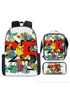 Pikachu New Cartoon Anime Student Backpack Three-Piece Set 29*42*16cm 