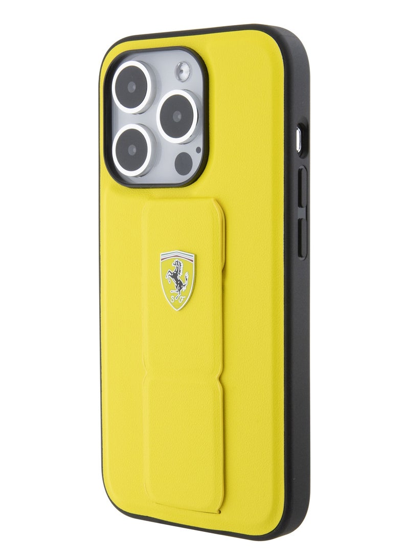 Ferrari Gripstand Case with Perforated Pattern for iPhone 15 Pro - Yellow - Image 2