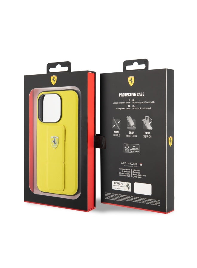 Ferrari Gripstand Case with Perforated Pattern for iPhone 15 Pro - Yellow - Image 3