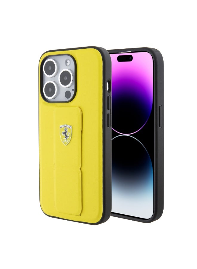 Ferrari Gripstand Case with Perforated Pattern for iPhone 15 Pro - Yellow - Image 4