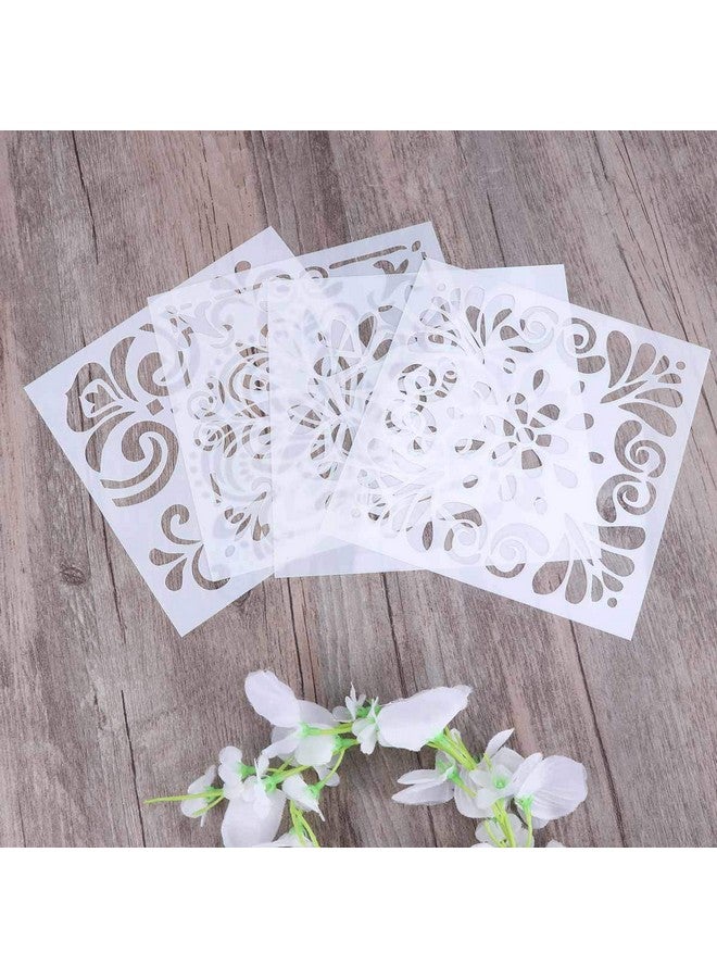 ROSENICE ROSENICE 4PC Spray Templates Retro Totem Reusable Stencils Set Cut Painting Stencil Floor Wall Tile Fabric Wood Stencils Elegant Flower Spray Template Mold Cake Decor Mold DIY Baking Tool  - Image 4