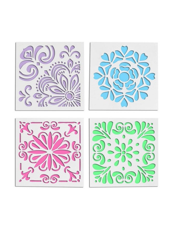 ROSENICE ROSENICE 4PC Spray Templates Retro Totem Reusable Stencils Set Cut Painting Stencil Floor Wall Tile Fabric Wood Stencils Elegant Flower Spray Template Mold Cake Decor Mold DIY Baking Tool  - Image 5