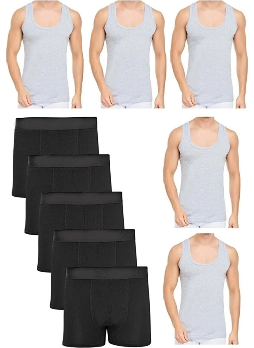 Tezzgelsin - Men's Slim Fit Undershirt and Boxer Set 5 Boxer 5 Undershirt - Image 1