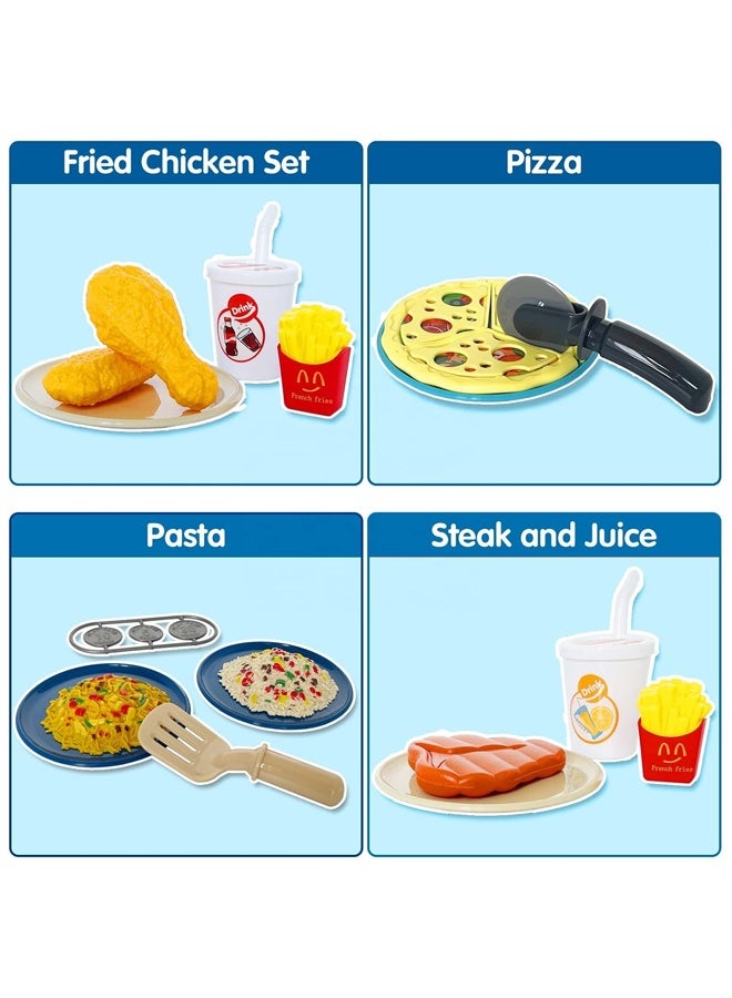 Quivlox Cash Register Playset,Kids Pretend Pizza Cash Register Toy Set with Beverage Machine, Simulated Pizza, Cutter, Plate, Etc.Sound Effects,Role-playing Toys, Interpersonal Skills Training Toys - Image 5