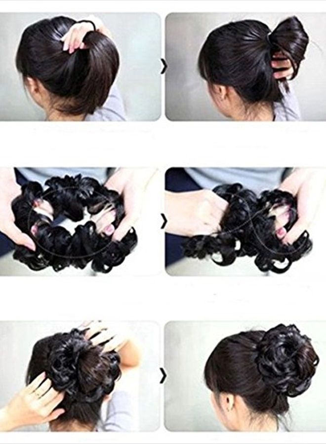 CAISHA PRETTYSHOP Synthetic Fiber Hairpiece Scrunchie Scrunchy Updo Slightly Wavy Brown Mix G31B - Image 4