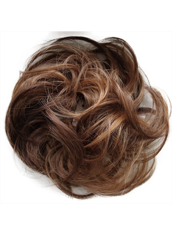 CAISHA PRETTYSHOP Synthetic Fiber Hairpiece Scrunchie Scrunchy Updo Slightly Wavy Brown Mix G31B - Image 1