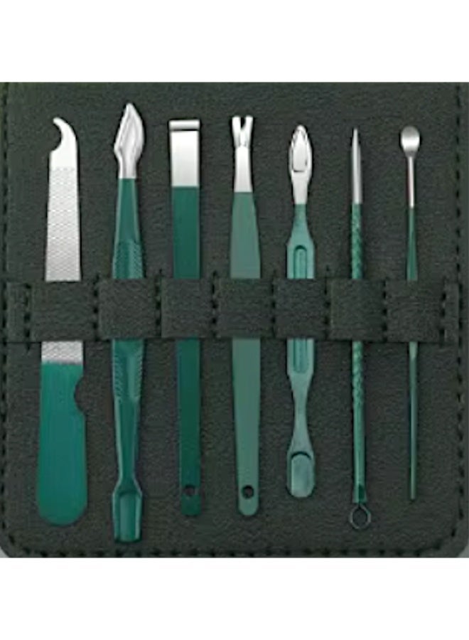 Blume Beauty 12 pieces premium Manicure set in leather case. Elegant dark Green colour Manicure Set Nail Clippers Manicure Tool Set for Personal  Care - Image 4
