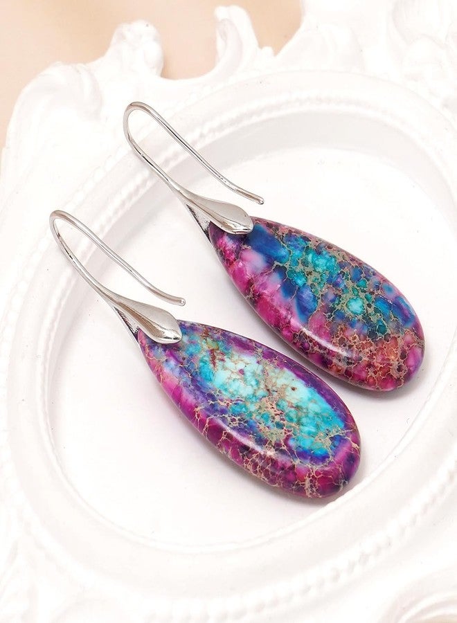 Wovanoo Natural Stone Earrings Waterdrop Stone Dangle Earrings for Women, alloy - Image 4