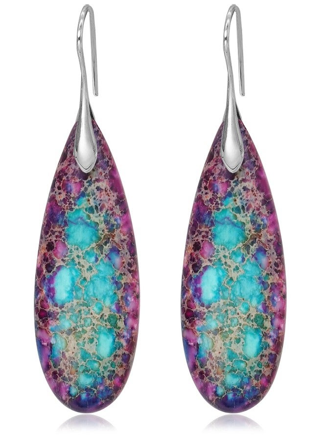Wovanoo Natural Stone Earrings Waterdrop Stone Dangle Earrings for Women, alloy - Image 1