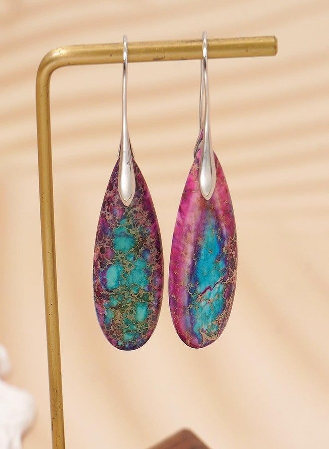 Wovanoo Natural Stone Earrings Waterdrop Stone Dangle Earrings for Women, alloy - Image 5