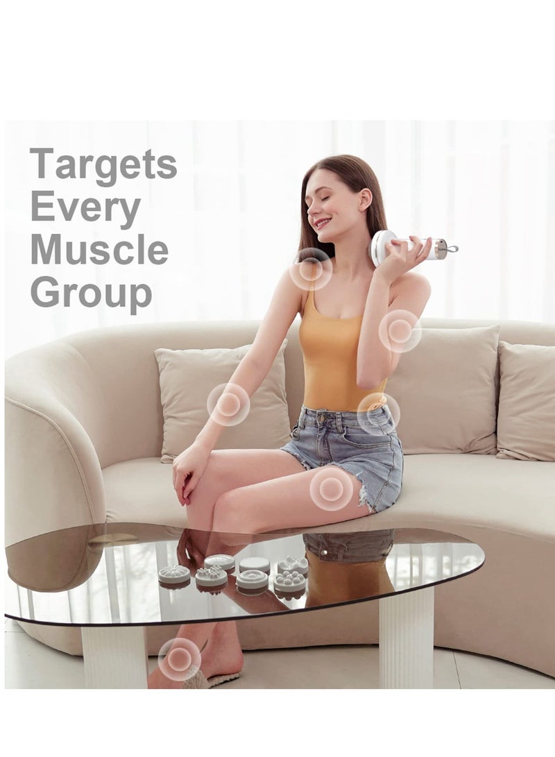 Zikra جهاز تدليك محمول لإزالة السيلوليت، جهاز تدليك كهربائي للتنحيف، جهاز تدليك كامل الجسم لاسلكي مع 8 رؤوس تدليك يستخدم لتدليك العضلات والبطن والخصر والمؤخرة والذراعين والساقين، أبيض - Image 2