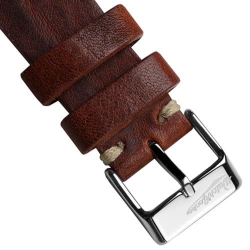 WatchGecko Vintage Simple Handmade Certified Genuine Italian Leather Replacement Watch Strap. Stylish and Durable Mens Wristwatch Strap. Simple double stitching. Easy to fit. Reddish Brown, 20 mm - Image 3
