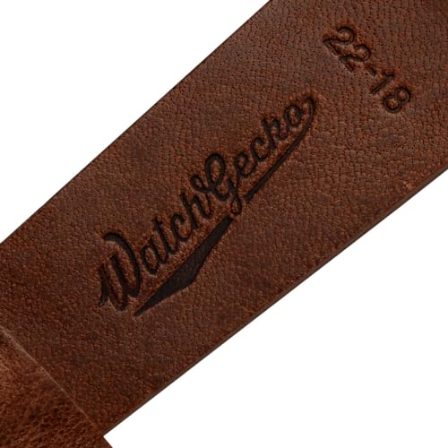 WatchGecko Vintage Simple Handmade Certified Genuine Italian Leather Replacement Watch Strap. Stylish and Durable Mens Wristwatch Strap. Simple double stitching. Easy to fit. Reddish Brown, 20 mm - Image 4