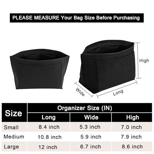 LOUKAYCCI Felt Purse Organizer Insert for Longchamp Le Pliage M Handbag Insert (Medium, Black) - Image 2