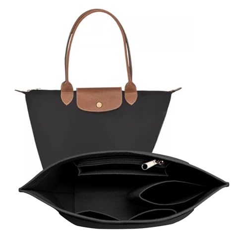 LOUKAYCCI Felt Purse Organizer Insert for Longchamp Le Pliage M Handbag Insert (Medium, Black) - Image 1