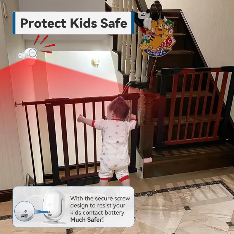 CPVAN 125dB Loud Motion Sensor Alarm with 328ft Remote Control (40ft PIR Detector, Batteries), Indoor Wireless Infrared Security Motion Detector with Siren for Home Garage Van (CP2 Pro, Whtie) - Image 3