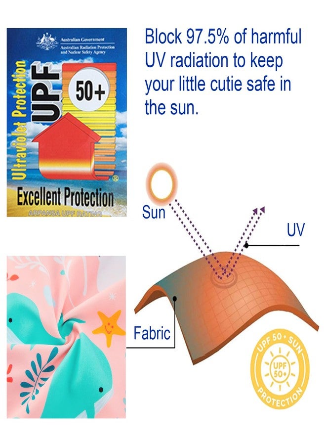 upandfast Baby Girl Swimsuit Toddler Girl Swimwear with Full Zipper UPF 50+ Sun Protection Long Sleeve Baby Girl One Piece Bathing Suit (Pink Whale, 2-3 Years) - Image 3