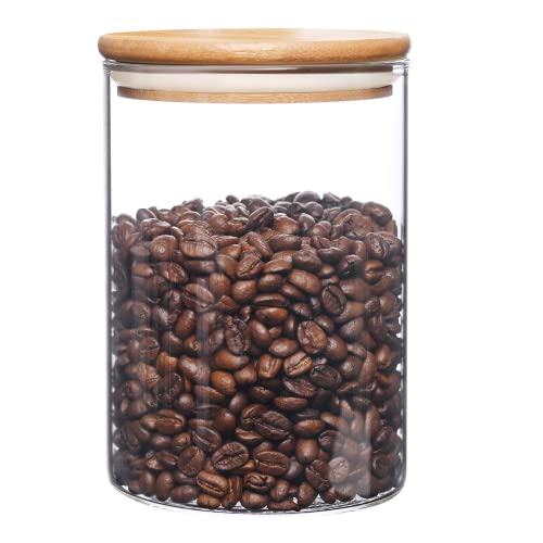 umieo Glass Food Storage Containers with Bamboo Lids Large Glass Food Storage Jars for Coffee Bar Tea Sugar (‎Clear Glass) - Image 1