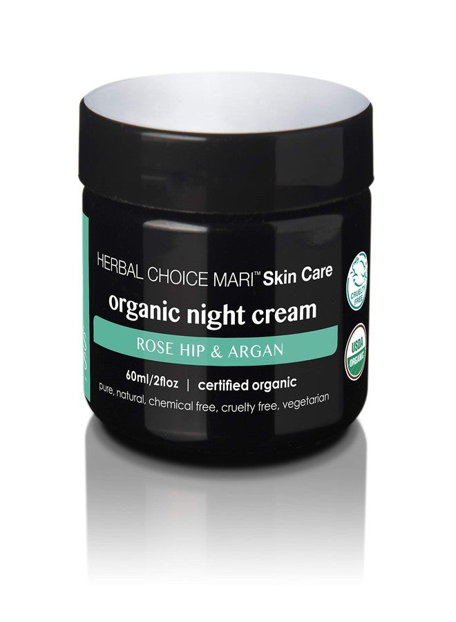 Nature's Brands Organic Night Cream by Herbal Choice Mari (Rose Hip & Argan, 2 Fl Oz Jar) - No Toxic Synthetic Chemicals - TSA-Approved Travel Size